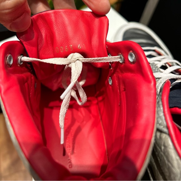 Balenciaga ~ Men's White/Silver Leather High Top Sneakers ~ Size US 8 / EUR 41 - Picture 4 of 9